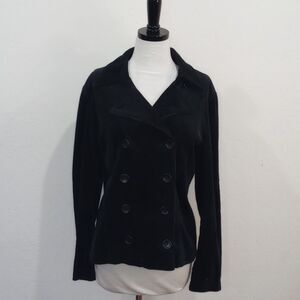 Michele Negri Black Corduroy Cropped Jacket Flare Sleeves Italy US 8, IT 44